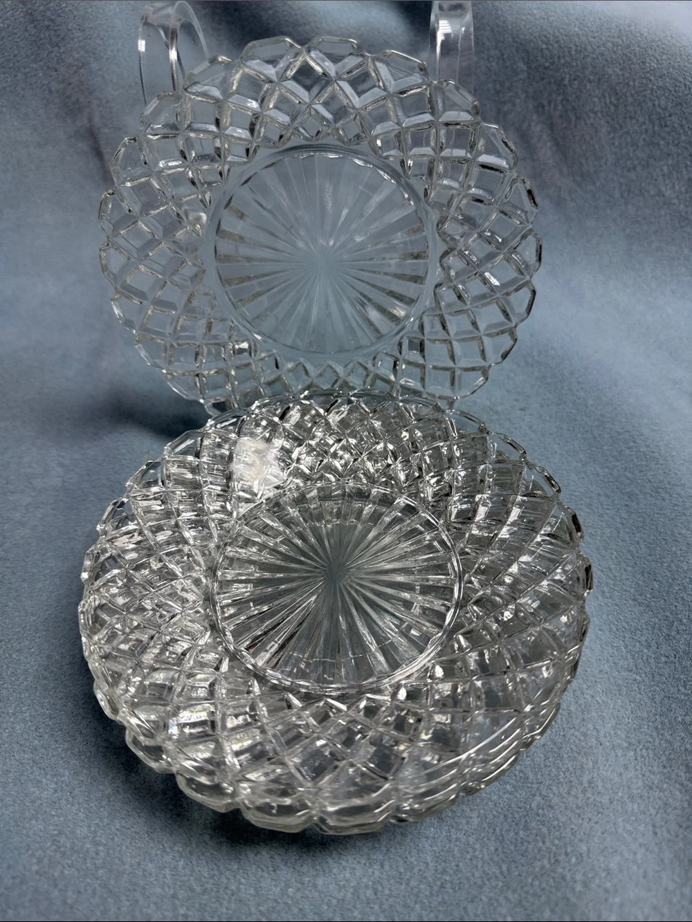 5-Anchor Hocking Waterford Waffle Glass Bread and Butter Plates (set of 5)